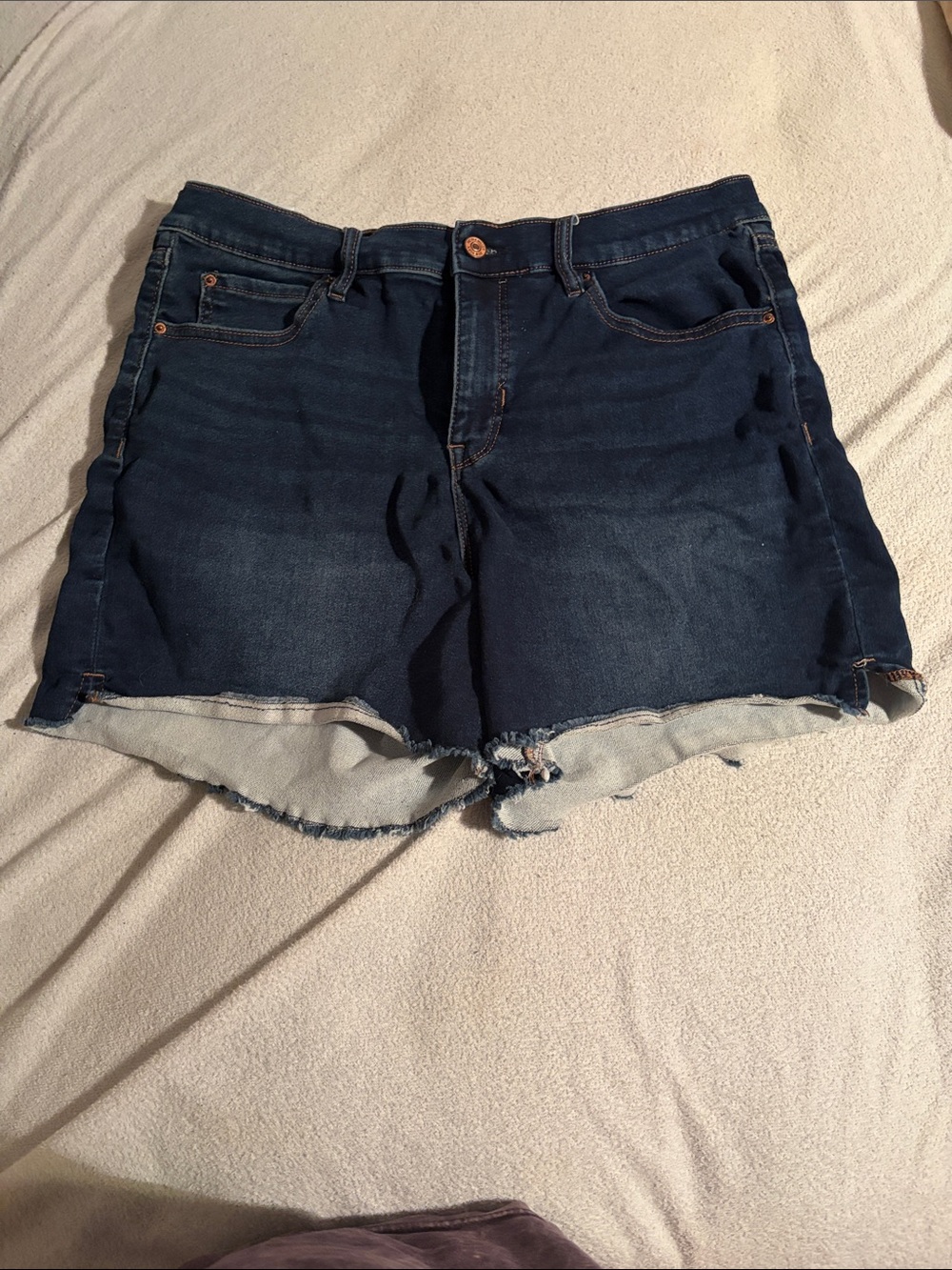 Nicole by Nicole Miller Dark Denim Frayed Hem Jean Shorts